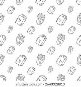 Food icon, hand drawn fast food icon, doodle food and beverage icon set