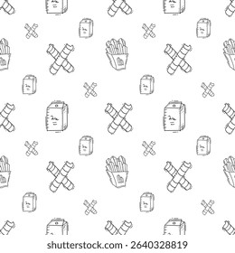 Food icon, hand drawn fast food icon, doodle food and beverage icon set