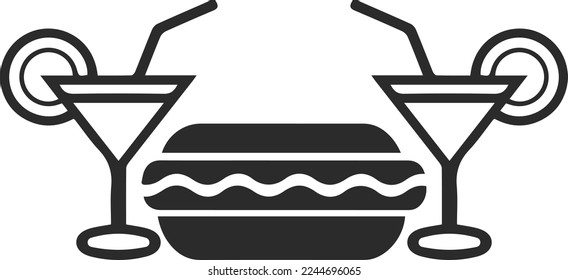 Food icon, junk food icon black vector