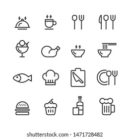 food icon line set vector