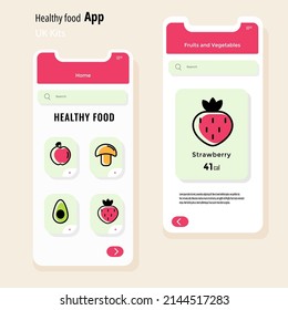 Food icon on mobile app screens, banner template design. Calorie calculator. Vector flat illustration.
