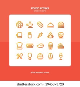 Diseño vectorial de paquetes de iconos de alimentos