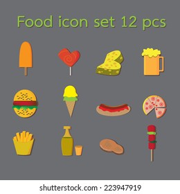 Food icon set 12 pcs.