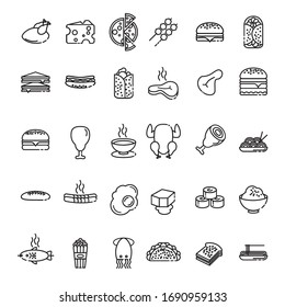 Food Icon Set with Black line Style. Pixel Perfect