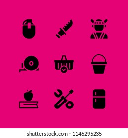 food icon set with canteen, taiwanese and fridge vector icons for web and graphic design