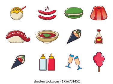 Food icon set. Cartoon set of food vector icons for web design isolated on white background