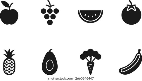 Colección de conjunto de iconos de comida para diseño creativo. Conjunto de iconos de comida moderna para proyectos digitales. Conjunto de iconos de comida colorida para la marca y el Web. Conjunto de iconos de comida de Profesional para uso de restaurante