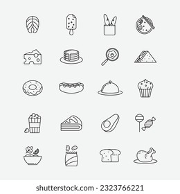 Food Icon Set Collection, Editable Simple Design, and Simple Illustration Elements