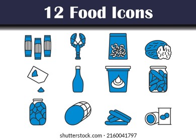Juego de iconos de la comida. Contorno de negrita editable con diseño de relleno de color. Ilustración vectorial.