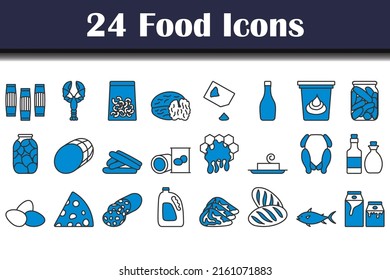 Juego de iconos de la comida. Contorno de negrita editable con diseño de relleno de color. Ilustración vectorial.