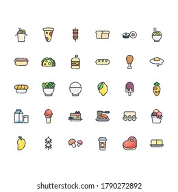 Food icon set. Food filled outline icon set. Icon for website, application, print, poster design, etc.