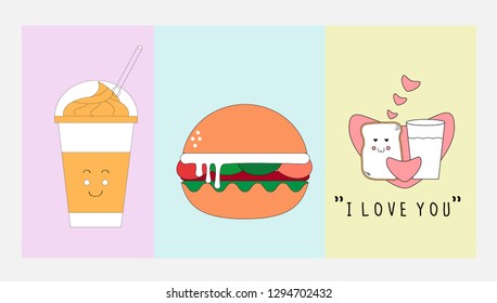 food icon set with flat design oncept