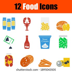 Food Icon Set. Flat Design. Fully editable vector illustration. Text expanded.