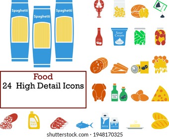 Food Icon Set. Flat Design. Fully editable vector illustration. Text expanded.