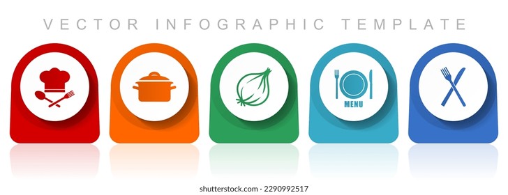 Food icon set, flat design miscellaneous colorful icons such as chef hat, pot, onion, menu and cutlery for webdesign and mobile applications, infographic vector template in eps 10