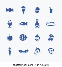Food icon set. Flat vector pictograms for menu or supermarket.