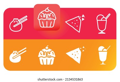 Food icon set. grocery illustration sign collection. fast food - junk food. vector vol 5