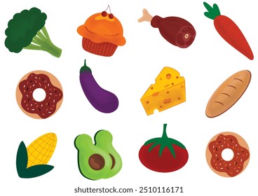 food icon set illustration, vector