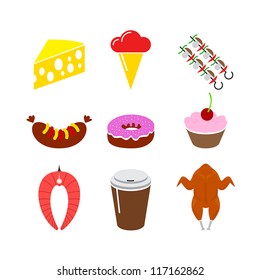 food icon set. Isolated on a white background