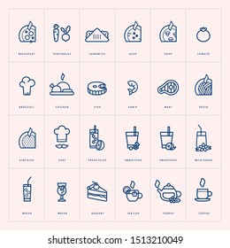 Food icon set isolated on background. Flat style. Vector illustration