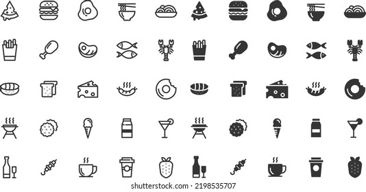 Food icon set isolated on white background