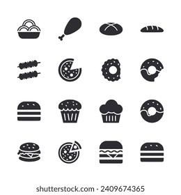 food icon set isolated on white
