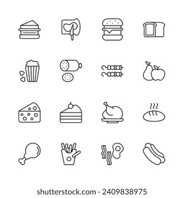 Food icon set isolated on white