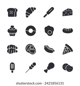 food icon set isolated on white