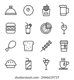 food icon set isolated on white