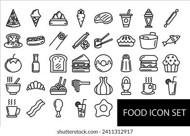 food icon set line style for your design