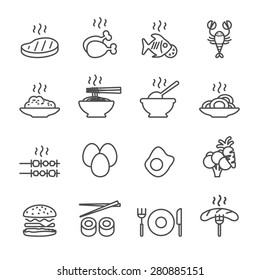 food icon set, line version, vector eps10.