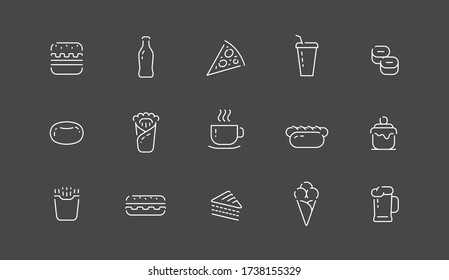Food icon set in linear style. Items collection for web application vector illustration