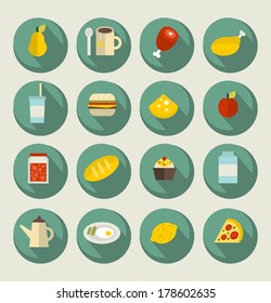 Food icon set on the banners. Vector illustration.