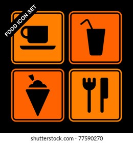food icon set on black background
