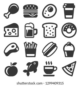 Food Icon Set on White Background. Vector