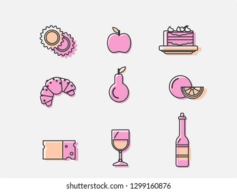 Food icon set, outline style. Vector illustration