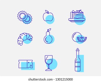 Food icon set, outline style. Vector illustration