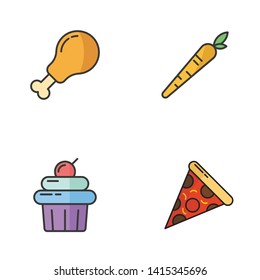 Food icon set in outline style with pastel color