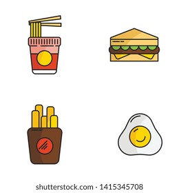 Food icon set in outline style with pastel color