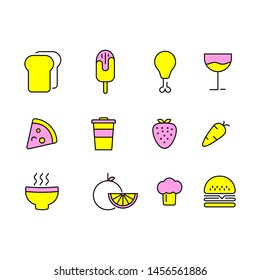 Food icon set, outline style