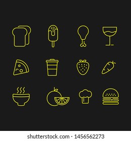 Food icon set, outline style Background