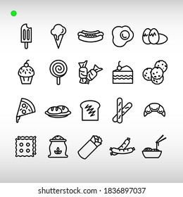 food icon set in outline style, unique design, expanded stroke, and editable vector with any color or size what you like
