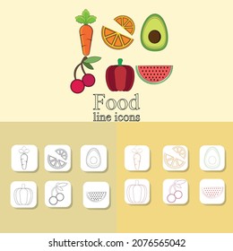 food icon set. outline style