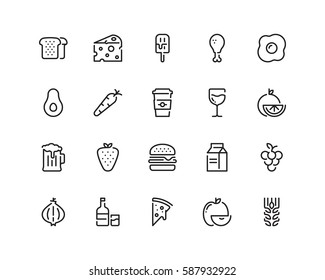 Food icon set, outline style - Shutterstock ID 587932922