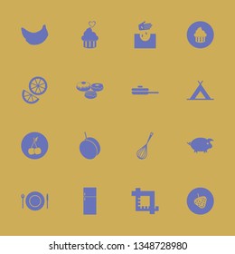 food icon set with pan, plate folk knife and tent vector illustration