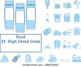 Food Icon Set. Thin Line With Blue Fill Design. Vector Illustration.