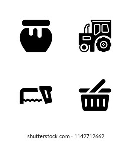 food icon set. tools and utensils, honey and shopping basket vector icon for graphic design and web