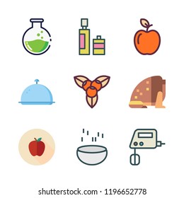 food icon set. vector set about olive oil, poison, tray and toad icons set.