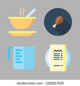 food icon set. vector set about supermarket, soup, restaurant and measuring cup icons set.