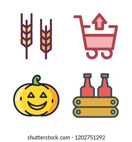food icon set. vector set about pumpkin, wheat, shopping cart and milk icons set.